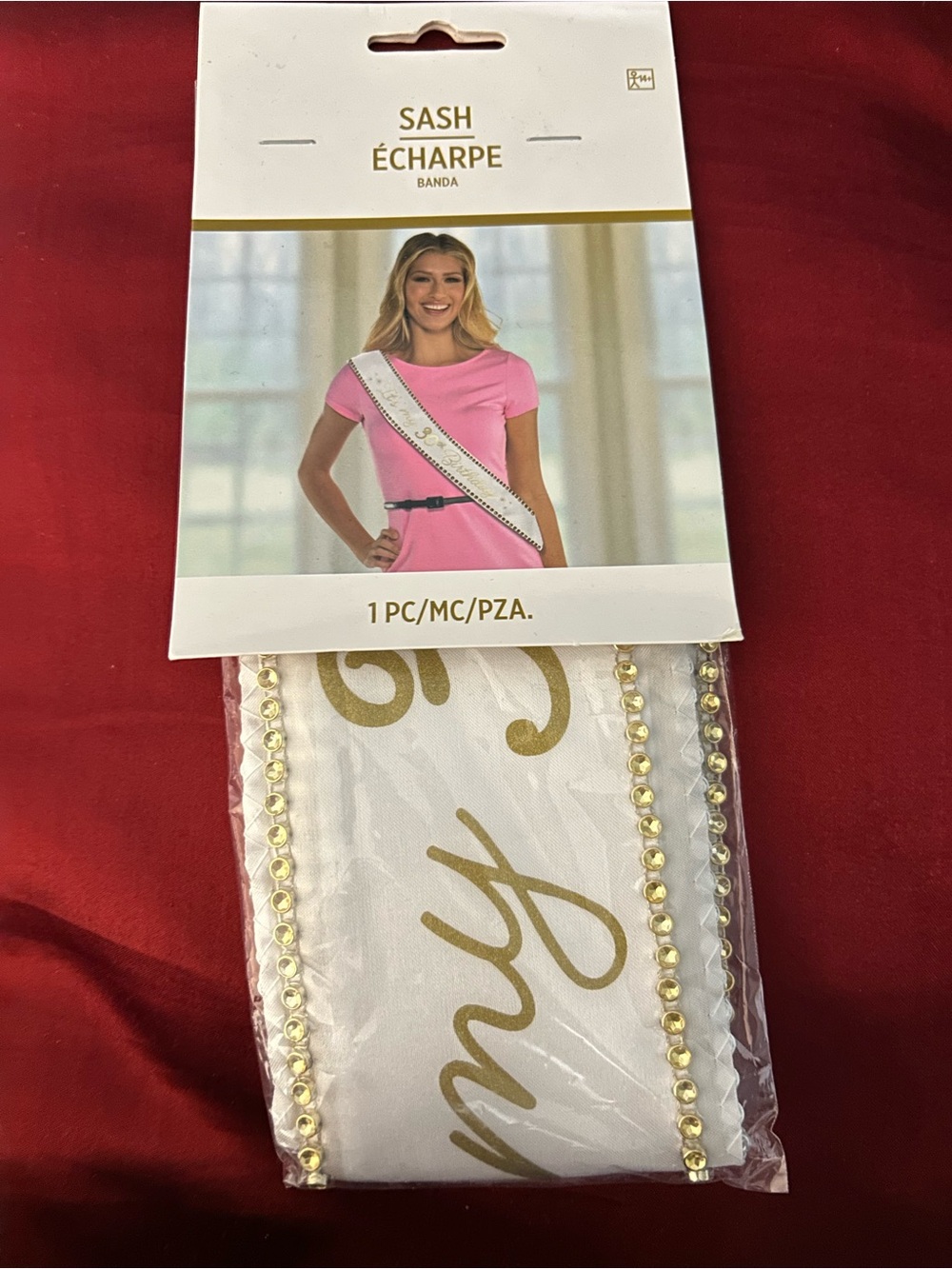 Party City White and Gold Celebration Sash